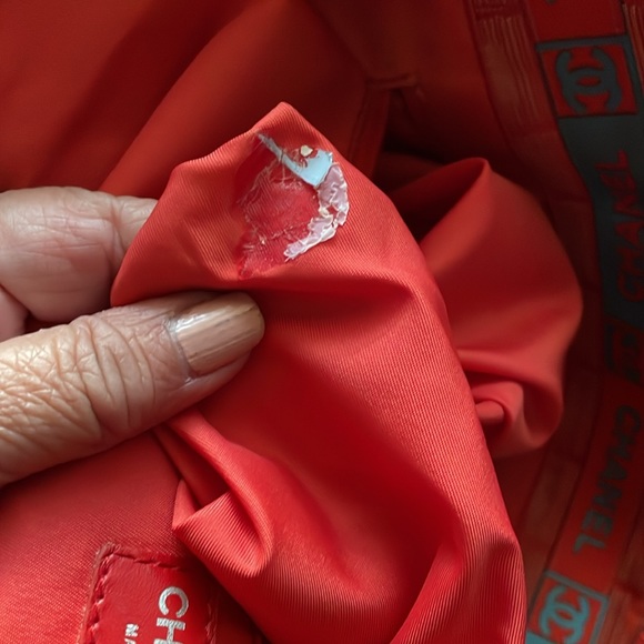 ❤️ Chanel Traveline Canvas Tote Bag Orange/Red - Picture 12 of 12